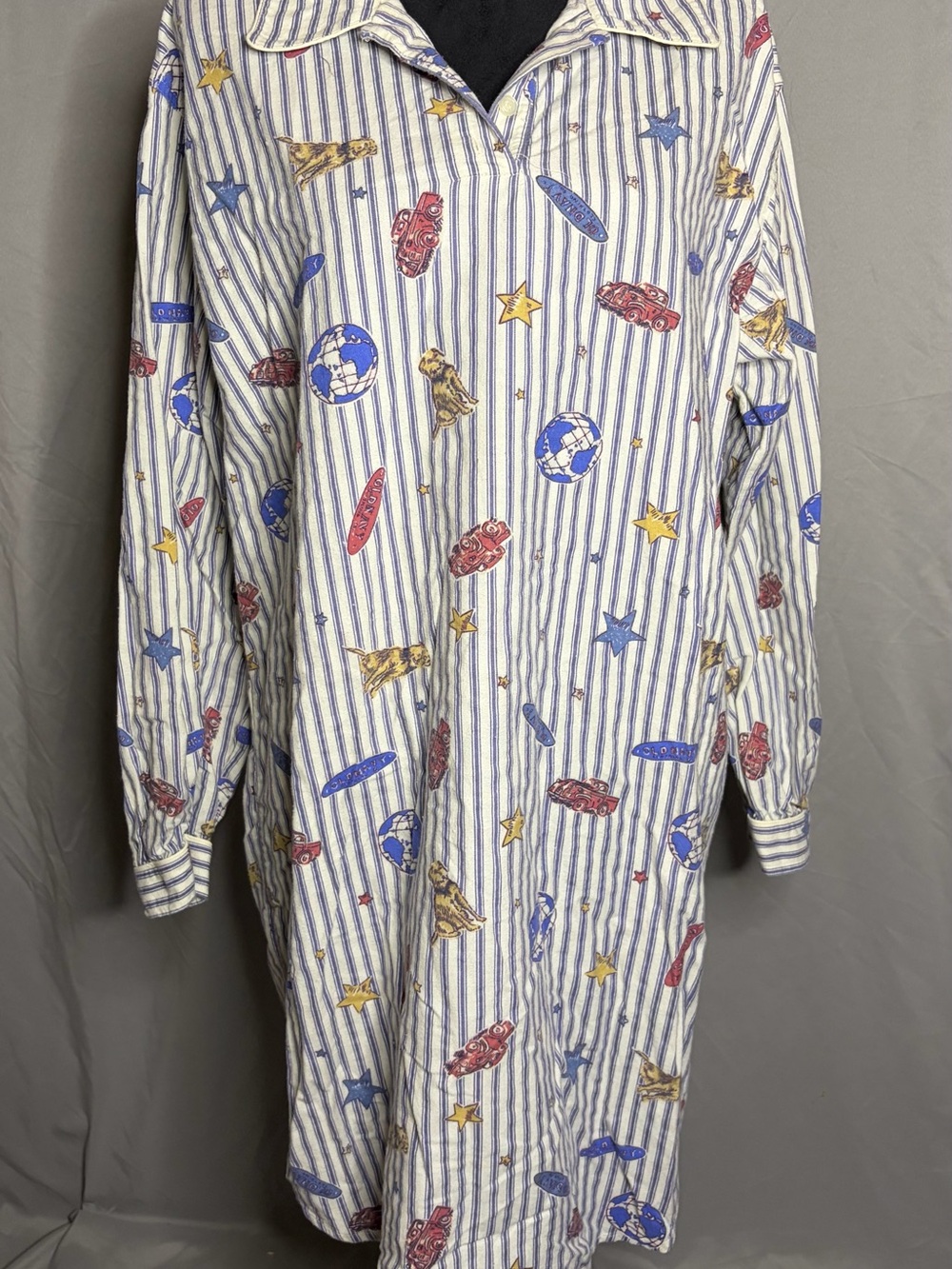 Vintage Old Navy Blue and White Striped Nightshirt